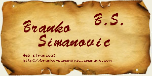 Branko Simanović vizit kartica
